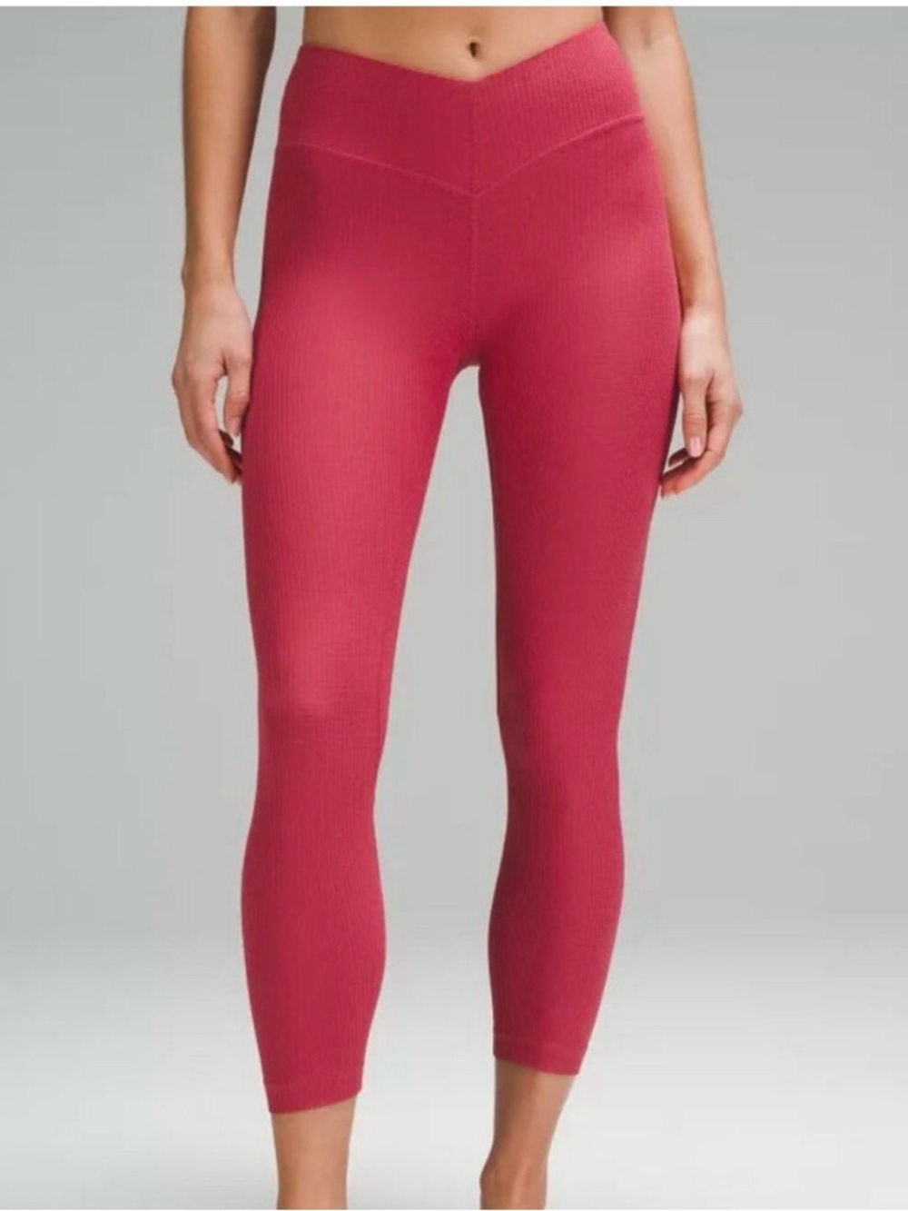 Lululemon V-Waist Yoga Tight 25” Grid Texture Vintage Rose Size 8 - Picture 2 of 10